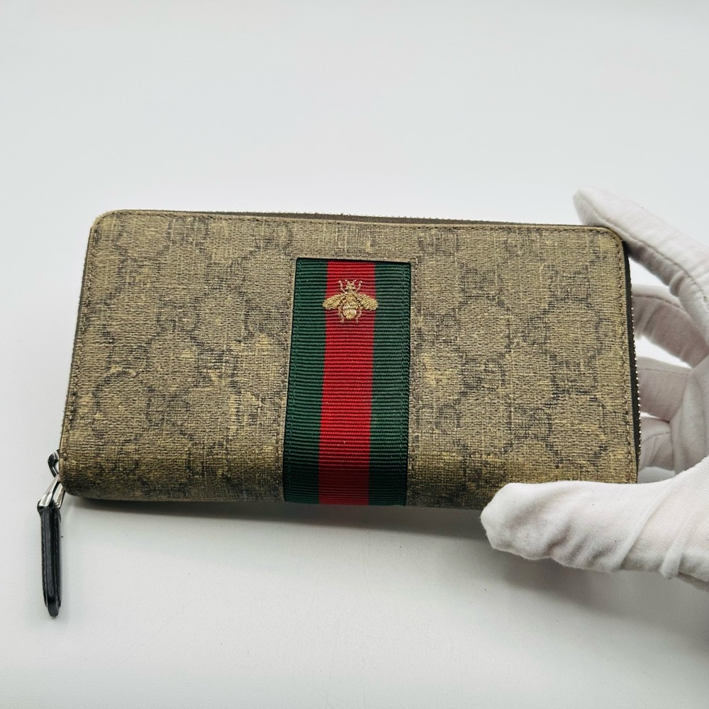 Gucci Supreme Sherry Line Leather Zippy Wallet - Picture 2 of 12